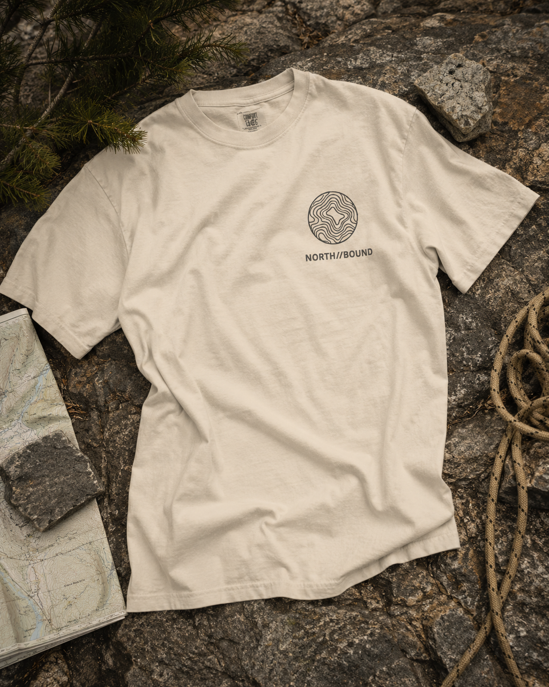 NORTH//BOUND outdoor lifestyle t-shirt in sand colour